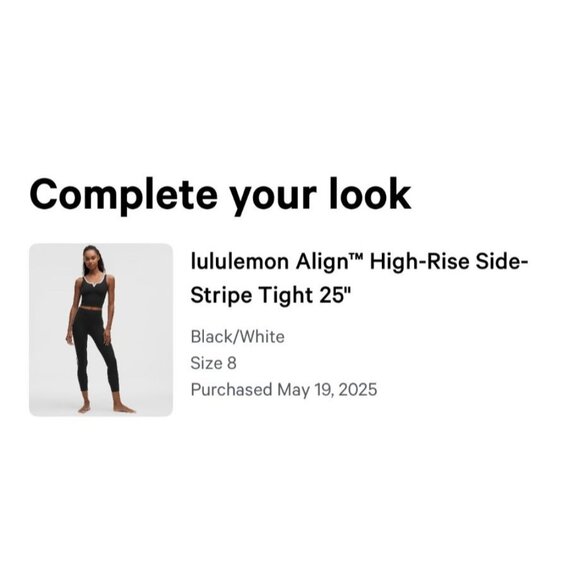LULULEMON WOMENS ALIGN HIGH RISE SIDE STRIPE TIGHT 25" BLACK/WHITE SZ 8 - Picture 3 of 3